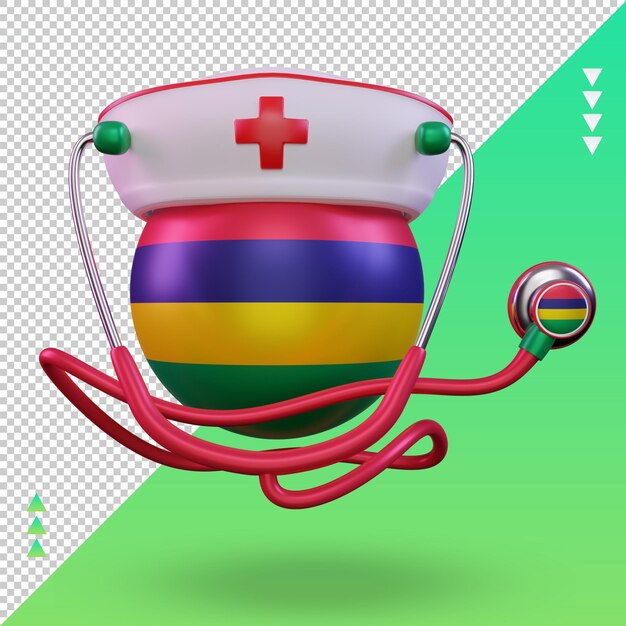 3d nurse day Mauritius flag rendering front view