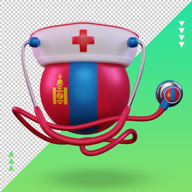 3d nurse day Mongolia flag rendering front view