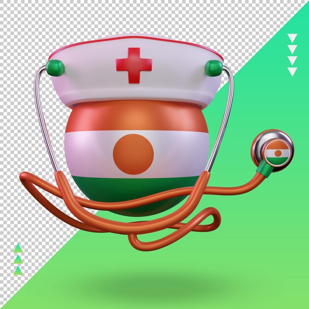 3d nurse day Niger flag rendering front view