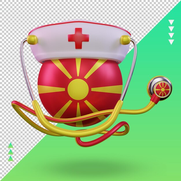 3d nurse day North Macedonia flag rendering front view