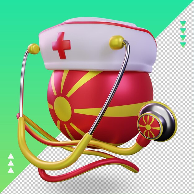 3d nurse day North Macedonia flag rendering right view