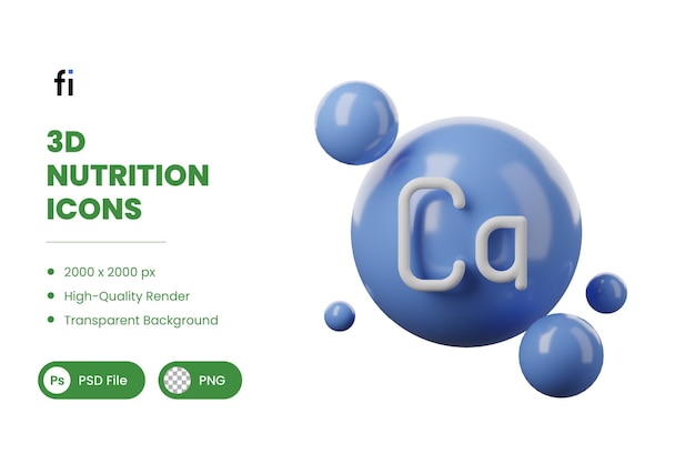 PSD 3d nutrition illustration calcium