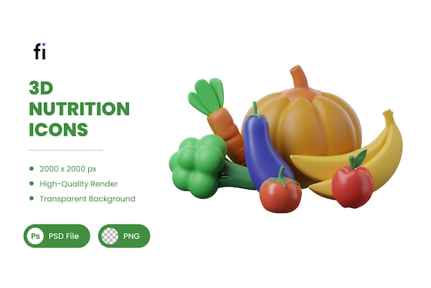 3D Nutrition Illustration FiberRich Food