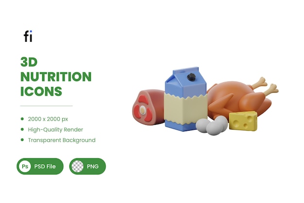 3D Nutrition Illustration Protein