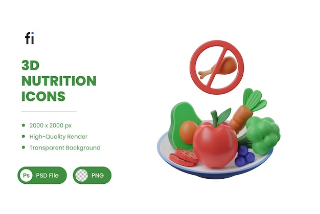 3D Nutrition Illustration Whole Foods