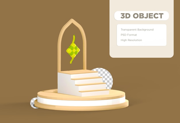 3D object decoration islamic theme with minimalist concept