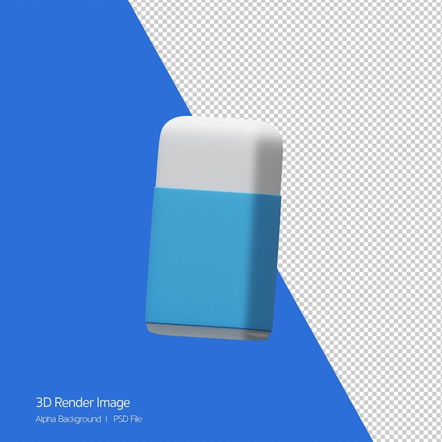 3d object Rendering of Eraser icon isolated. An eraser, rubber, education concept, school equipment