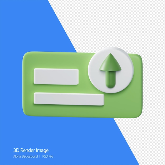 3d object Rendering icon of business concept, arrow up. text box