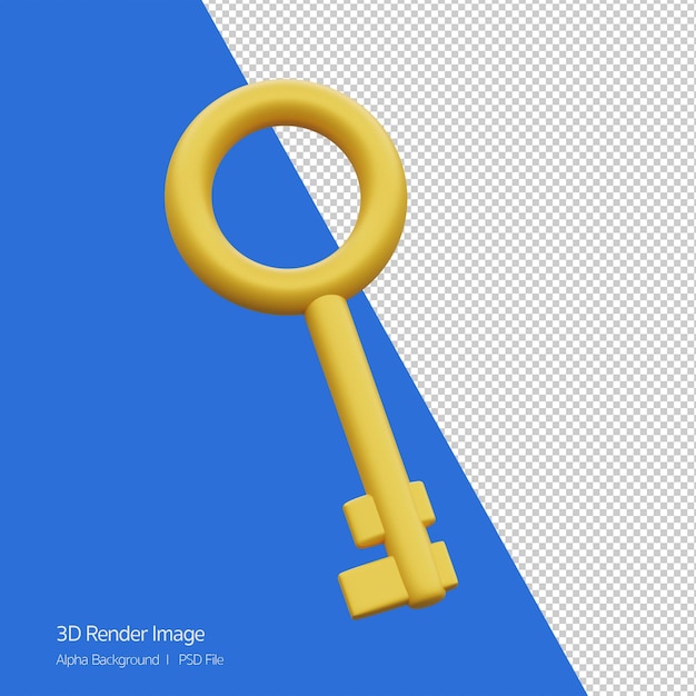 3d object Rendering of key icon isolated.