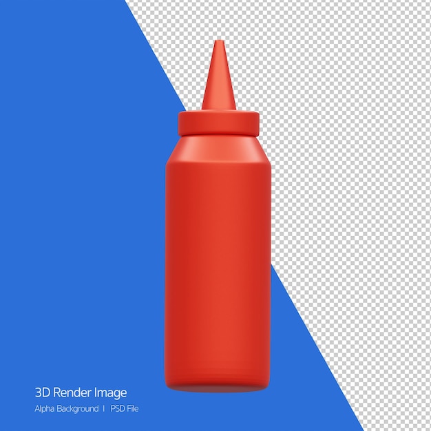 3d object Rendering of tomato ketchup squeeze bottel icon isolated .