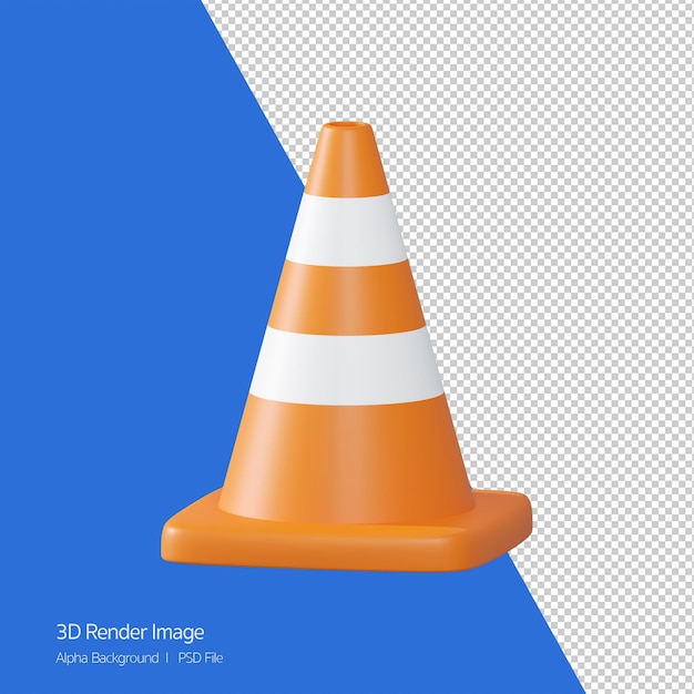 3d object Rendering of traffic cone. Under construction concept.