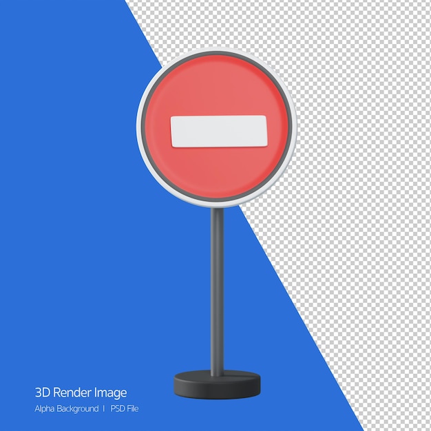 3d object Rendering of traffic sign. No entry.