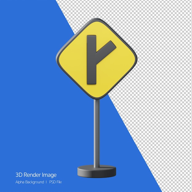 3d object Rendering of traffic sign. Yellow sign. side road diagonal