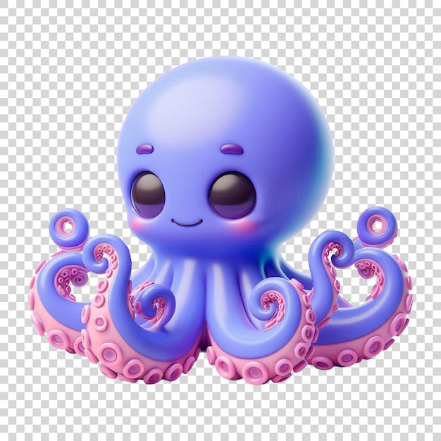 PSD 3d octopus cartoon on a transparent background