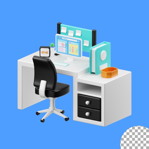 3d office desk 3d computer table illustration