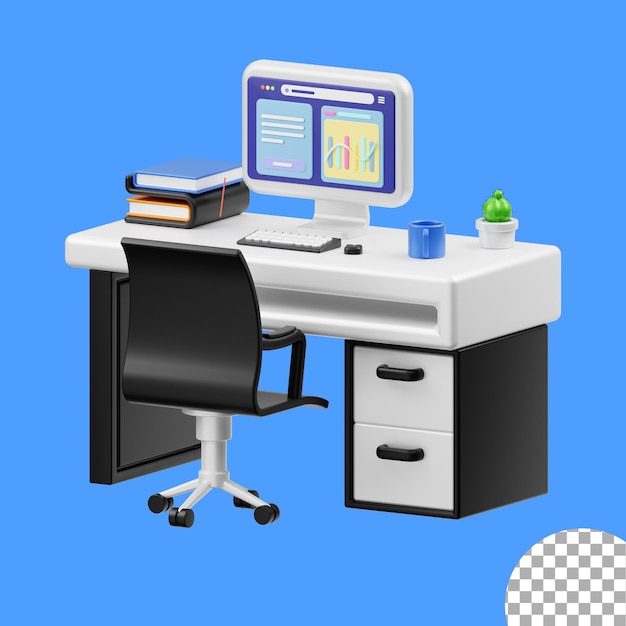 3d office desk 3d computer table illustration