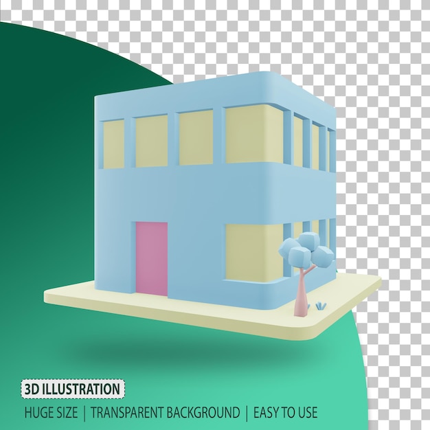 3d office icon rendering with transparent background