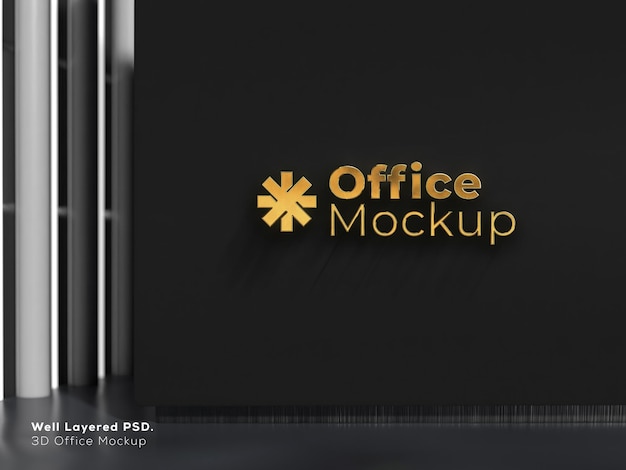 3d office logo mockup template well layered