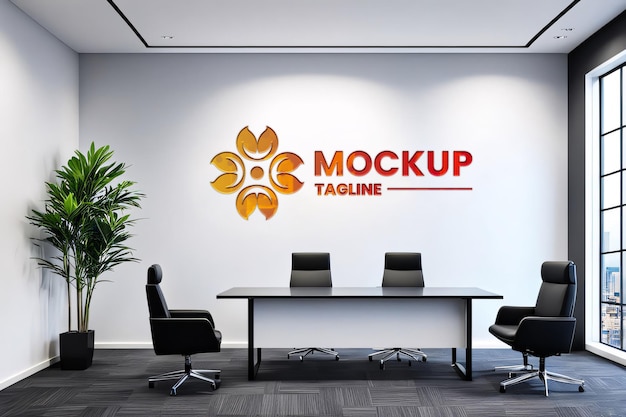 3d office wall logo mockup