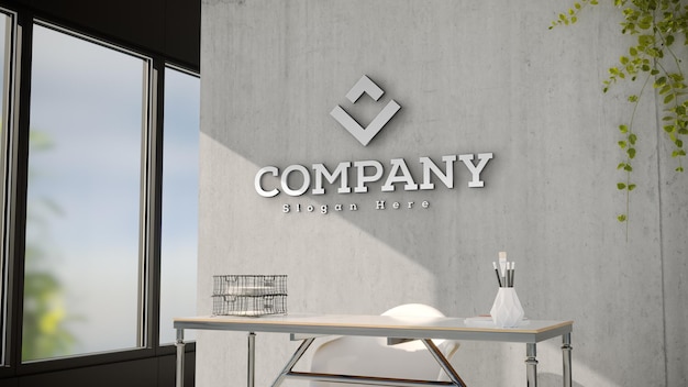 3d office wall logo mockup