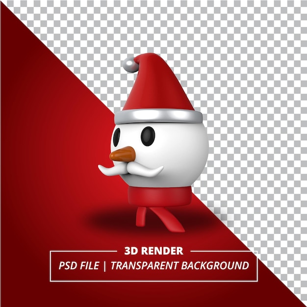 PSD 3d old snowman head rendered on transparent background