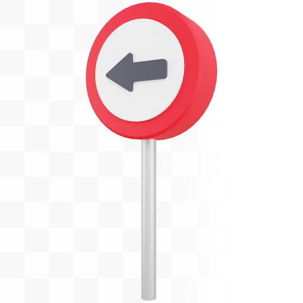 3d one way sign with metal pole