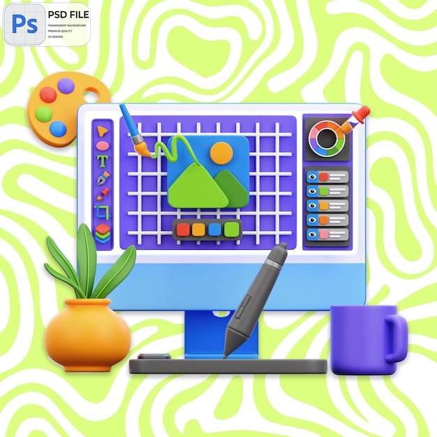 PSD 3d online image editor illustration render icon isolated png