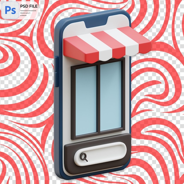 3D Online Mobile Store Render Illustration Icon Isolated PNG