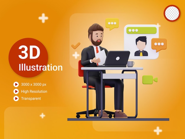 3d online recruitment illustration