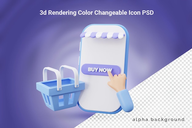 PSD 3d online shopping concept icon