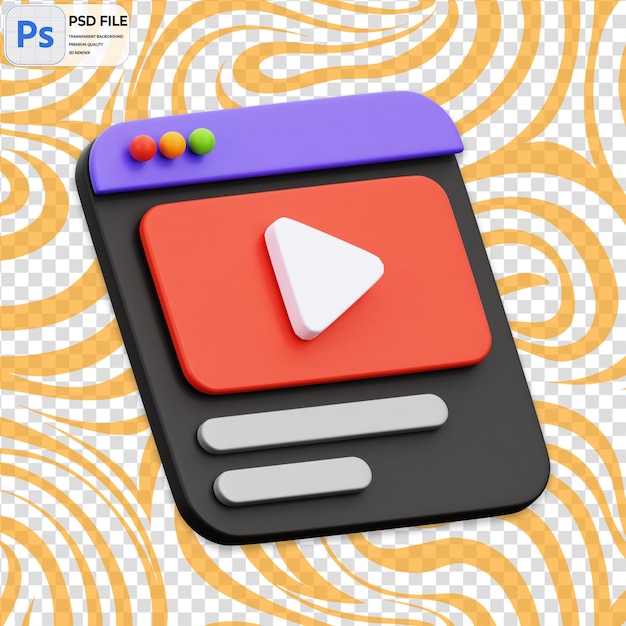 3D Online Video Render Icon Isolated PNG Illustration PSD Template