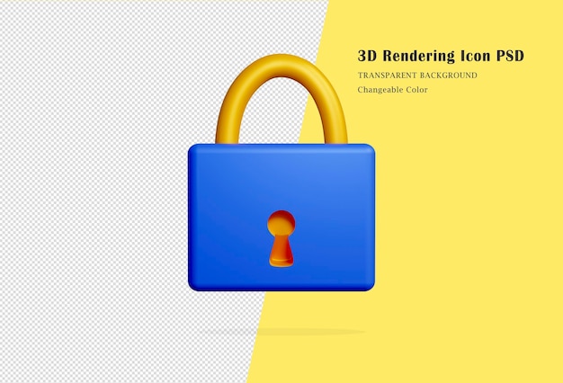 3D Open Blue Padlock. unlocked padlock icon 3D rendering.