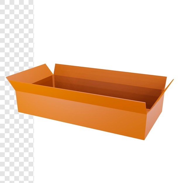 3d Opened long cardboard box