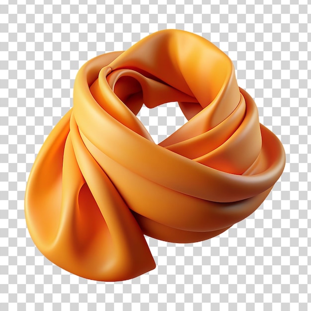 3d orange silk scarf isolated on transparent background