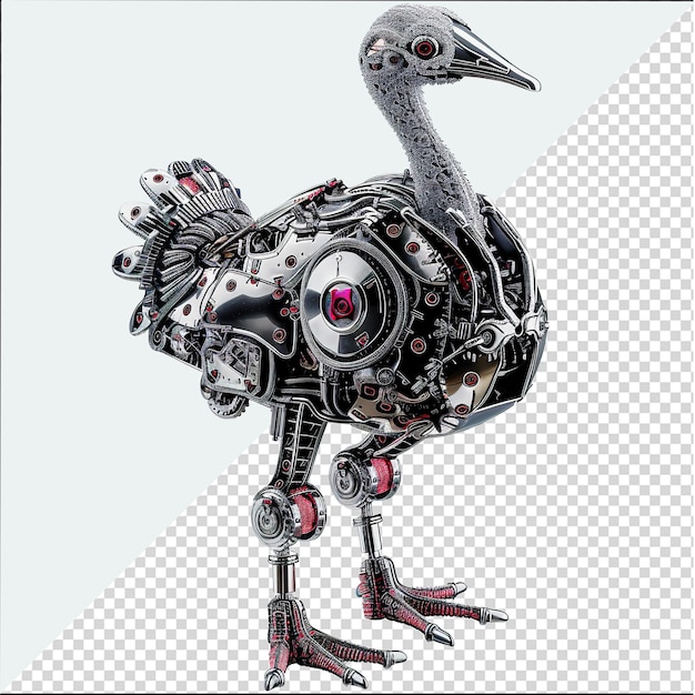 3D Ostrich cyborg cartoon character Realistic robot Ostrich cartoon design