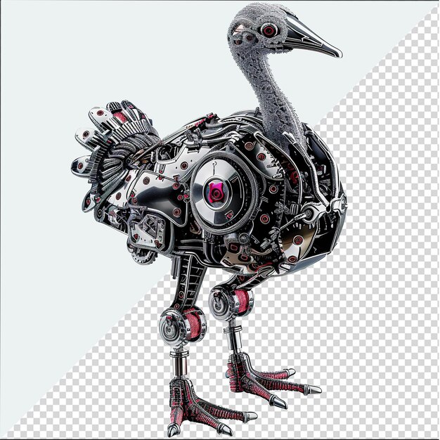 PSD 3d ostrich cyborg cartoon character realistic robot ostrich cartoon design