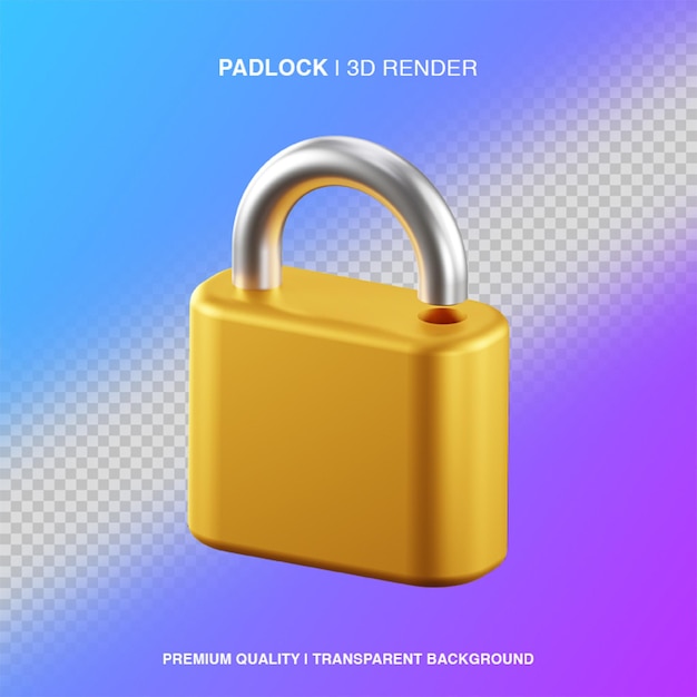 3D Padlock Illustration Isolated