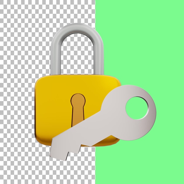 3d Padlock and key free PSD