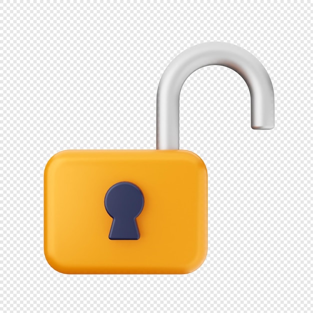 3d padlock lock security icon illustration