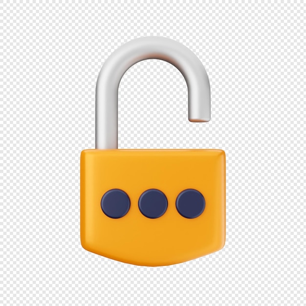 3d padlock lock security icon illustration