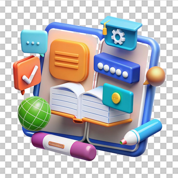 3D Page and Language translation sign Elearning and education learning language courses concept Dictionary Multilingual communication Trendy and modern vector in 3d style