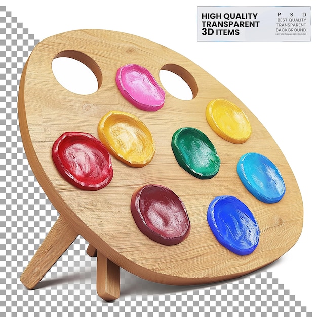 PSD 3d paint palette icon a colorful 3d paint palette icon on transparent background