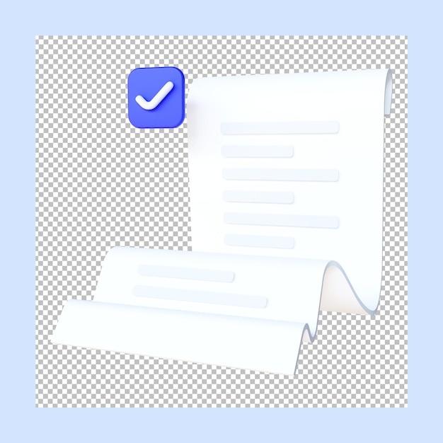 PSD 3d paper bill payment receipt transaction icon