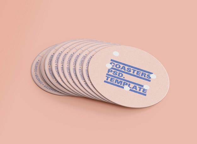 3d Paper Coasters Mockup