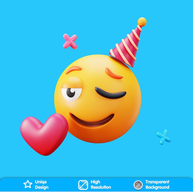 PSD 3d party emoji flirty