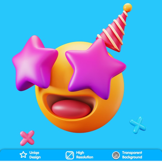 3D Party Emoji Startruck