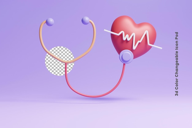 3d patient heart checkup concept icon