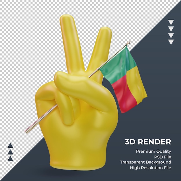 3d peace day Benin flag rendering front view