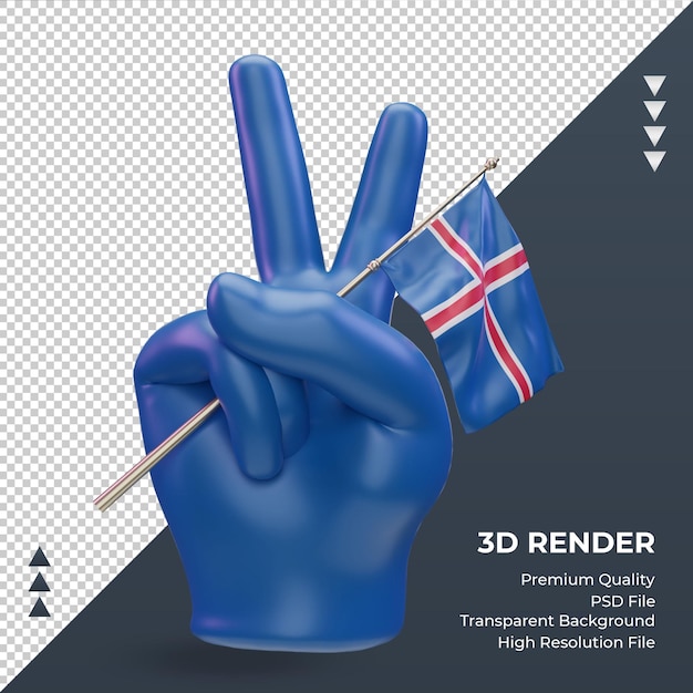 3d peace day Iceland flag rendering front view