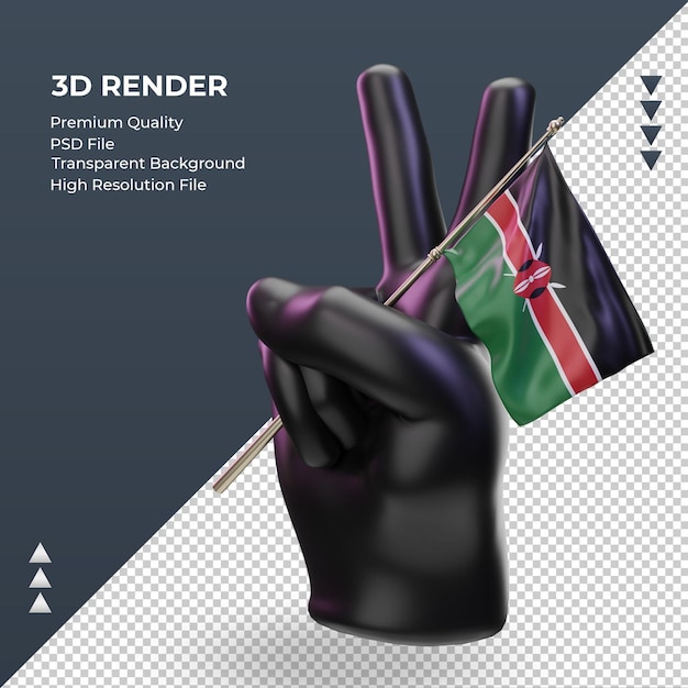 3d peace day Kenya flag rendering right view